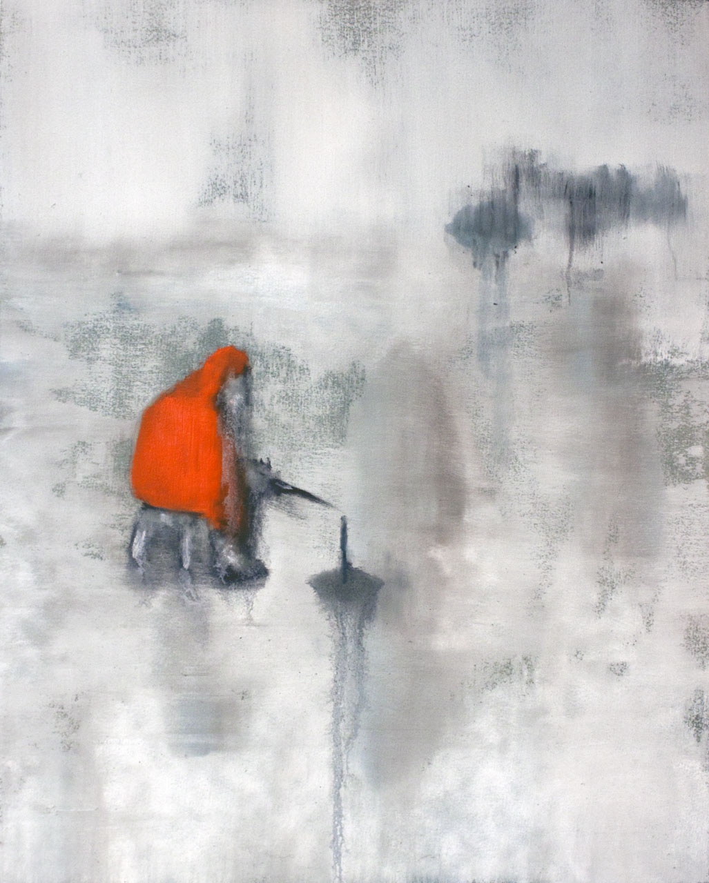 Jim Hittinger,  "Ice Fisher," oil on paper, 2015, 18x24 inches.
