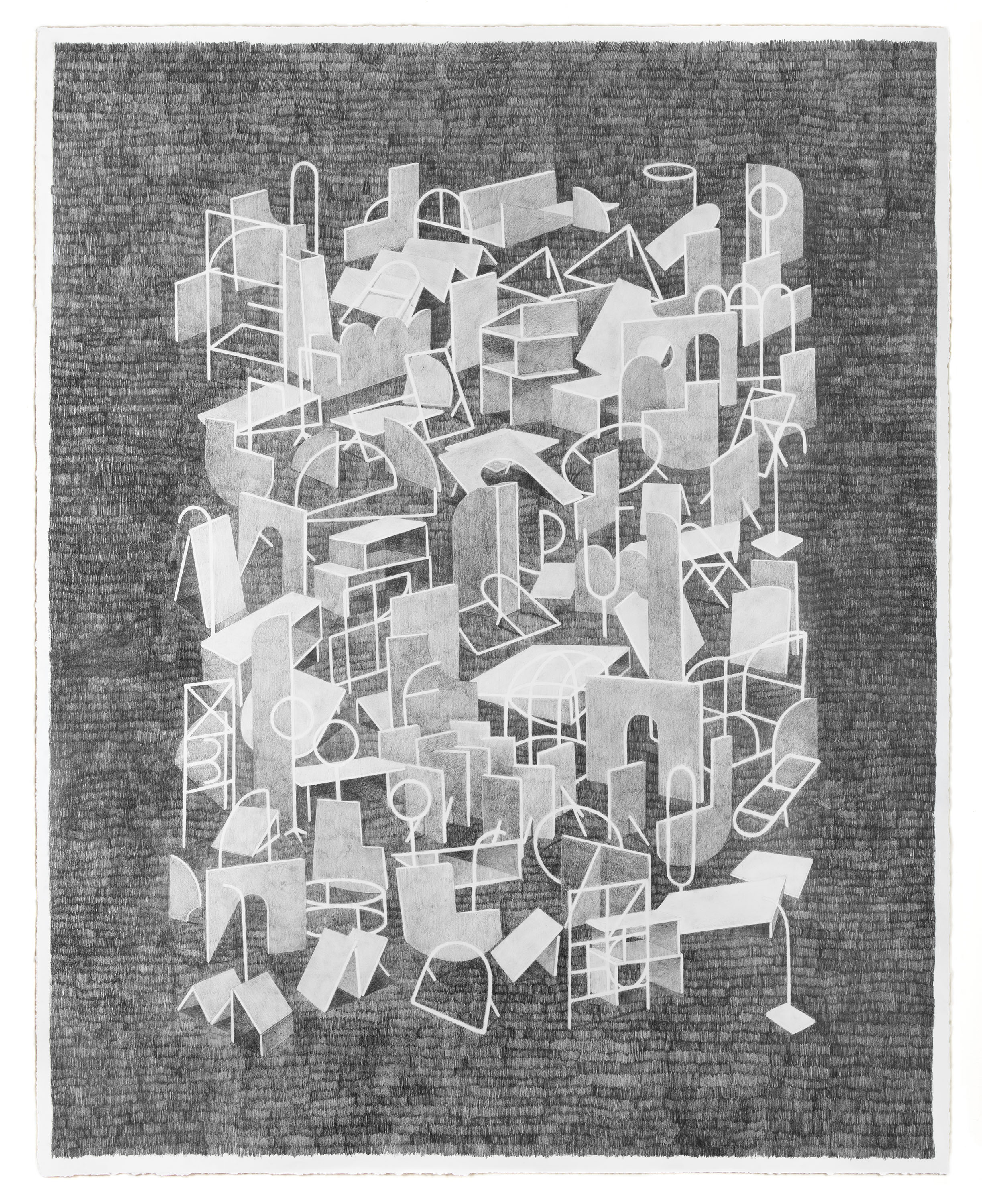 Kat Chamberlin, "Big Quarry" Graphite on Paper, 2017, 48 x 38