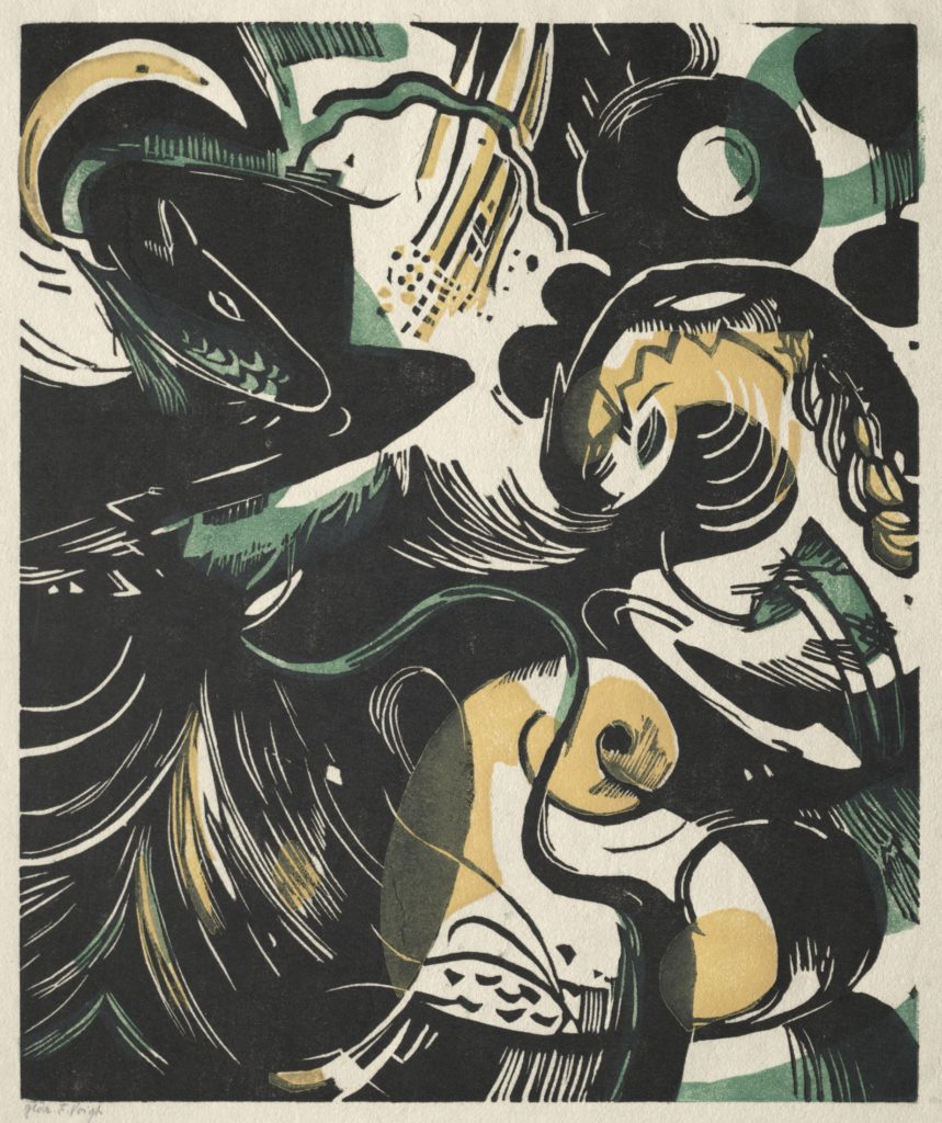Genesis II, 1914. Franz Marc (German, 1880–1916). Color woodcut; 24 x 20.2 cm. Gift of the Print Club of Cleveland, 1959.228