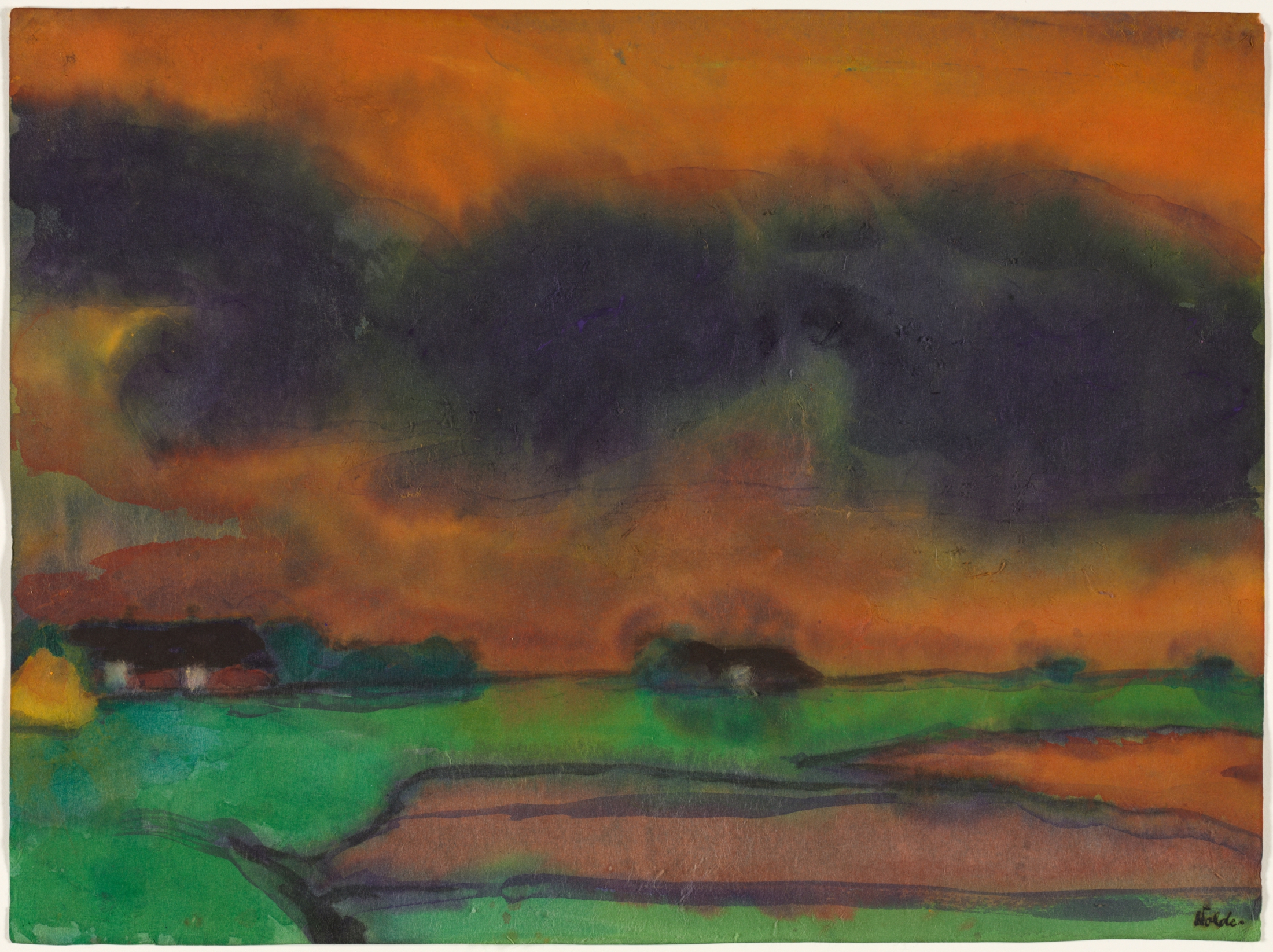 Marsh Landscape, c. 1930–35. Emil Nolde (German, 1876–1956). Watercolor; 34 x 45.5 cm. Bequest of Dr. Paul J. Vignos Jr., 2011.125. © Nolde Stiftung Seebüll, Germany