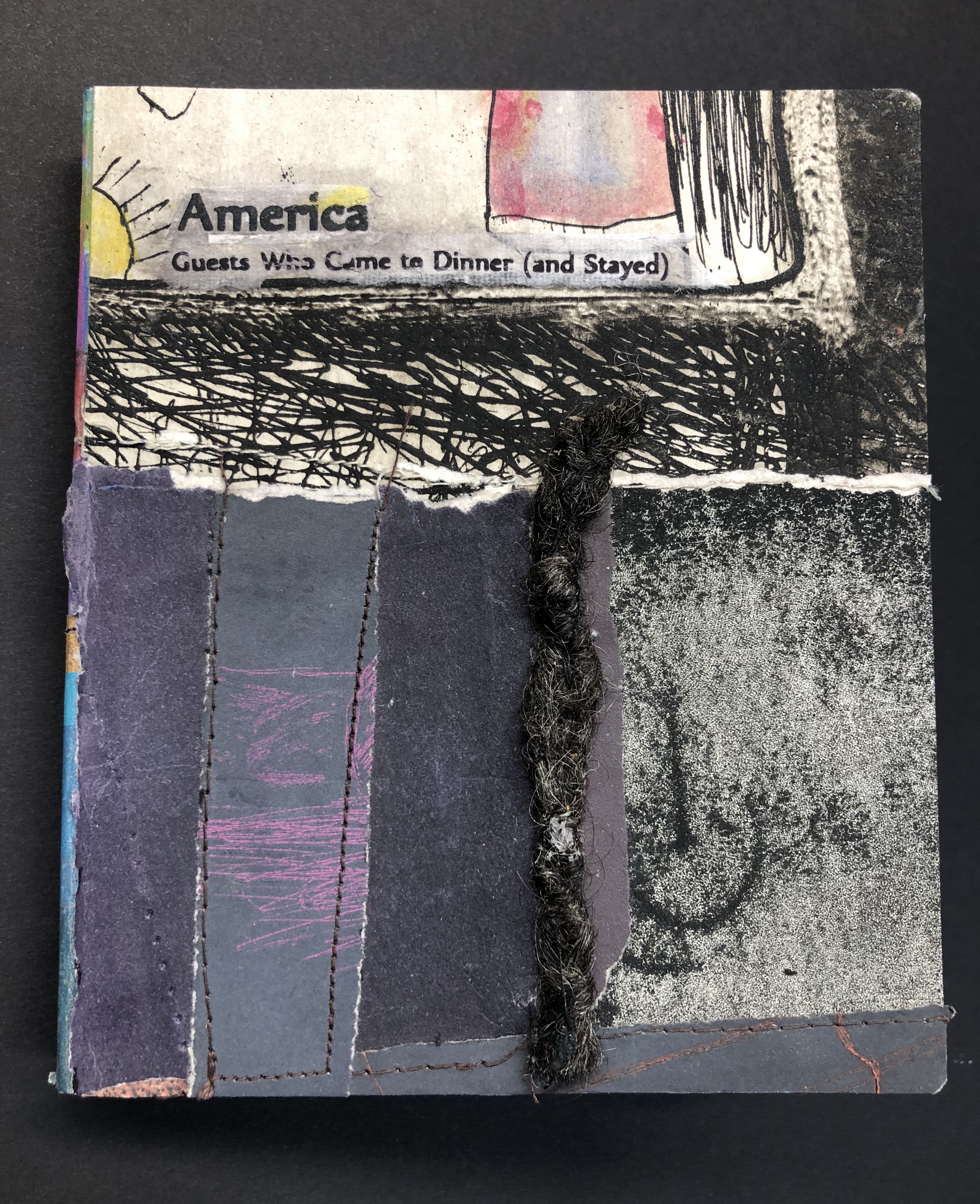 America: Guests Who Came to Dinner (and Stayed) #25, 2018 Hand-made artist book
Ink, thread, hair  6 x 5 inches