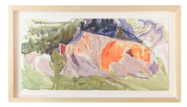 Terri M. Wells “Big Horn Movement I”     
 11” x 22” watercolor and ink                     
