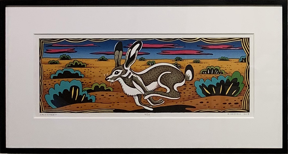Billy Hassell JACK RABBIT color lithograph 8.5” x 24”